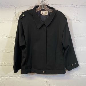 RAFIQUE VINTAGE  80’s BLACK. JACKET, 100% WOOL GABERDINE